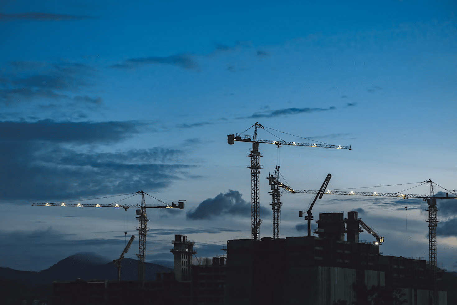 A large scale project showing cranes